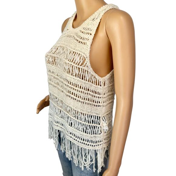 2/$15 American Eagle Crochet Fringe Tank Top Ivory Size XS - Picture 4 of 7